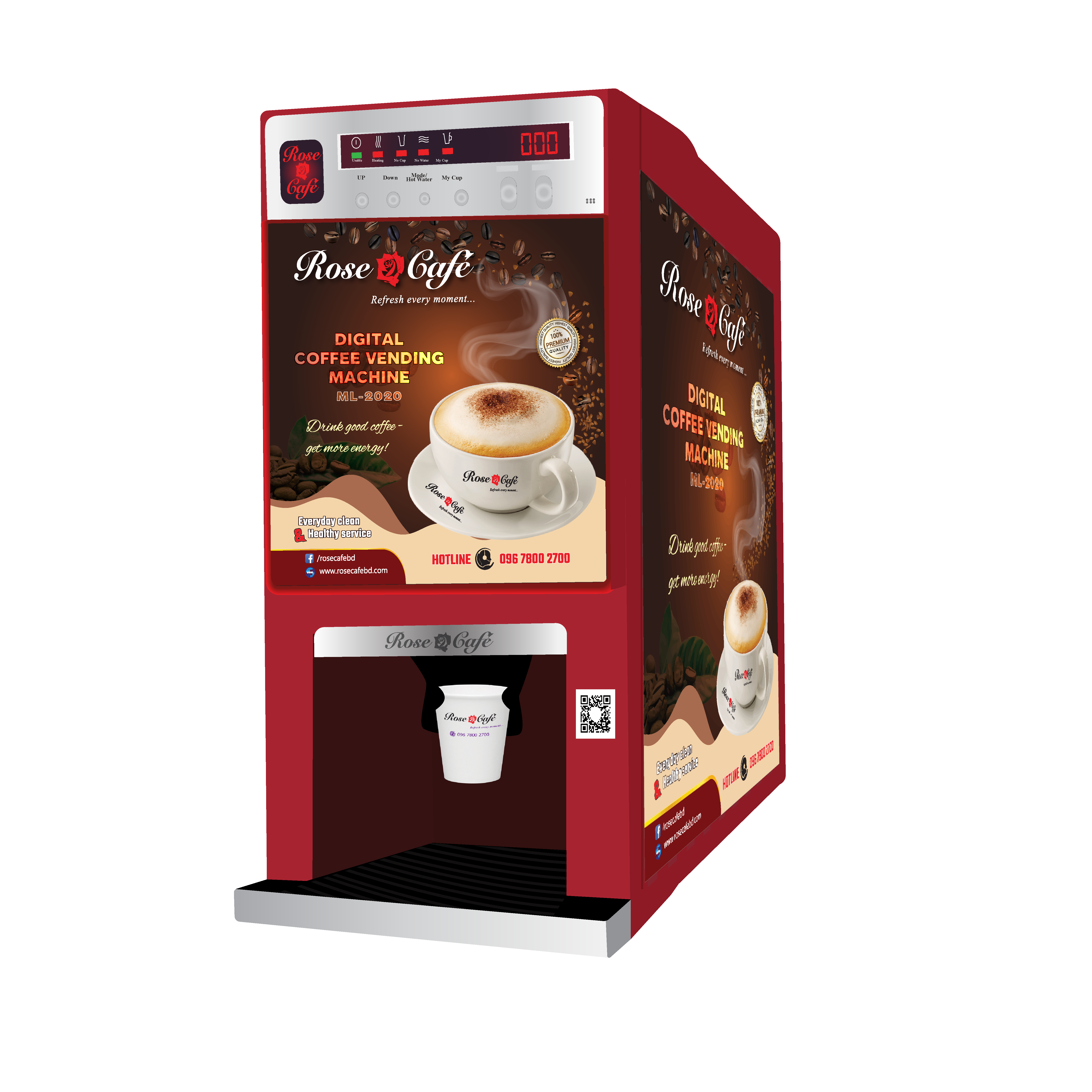 Rose Cafe Digital Coffee Machine ML-2020